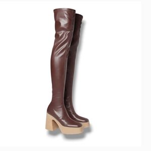 Stella McCartney Skyla Stretch Alter Mat Dark Brown Over-the-Knee Boots Size 7